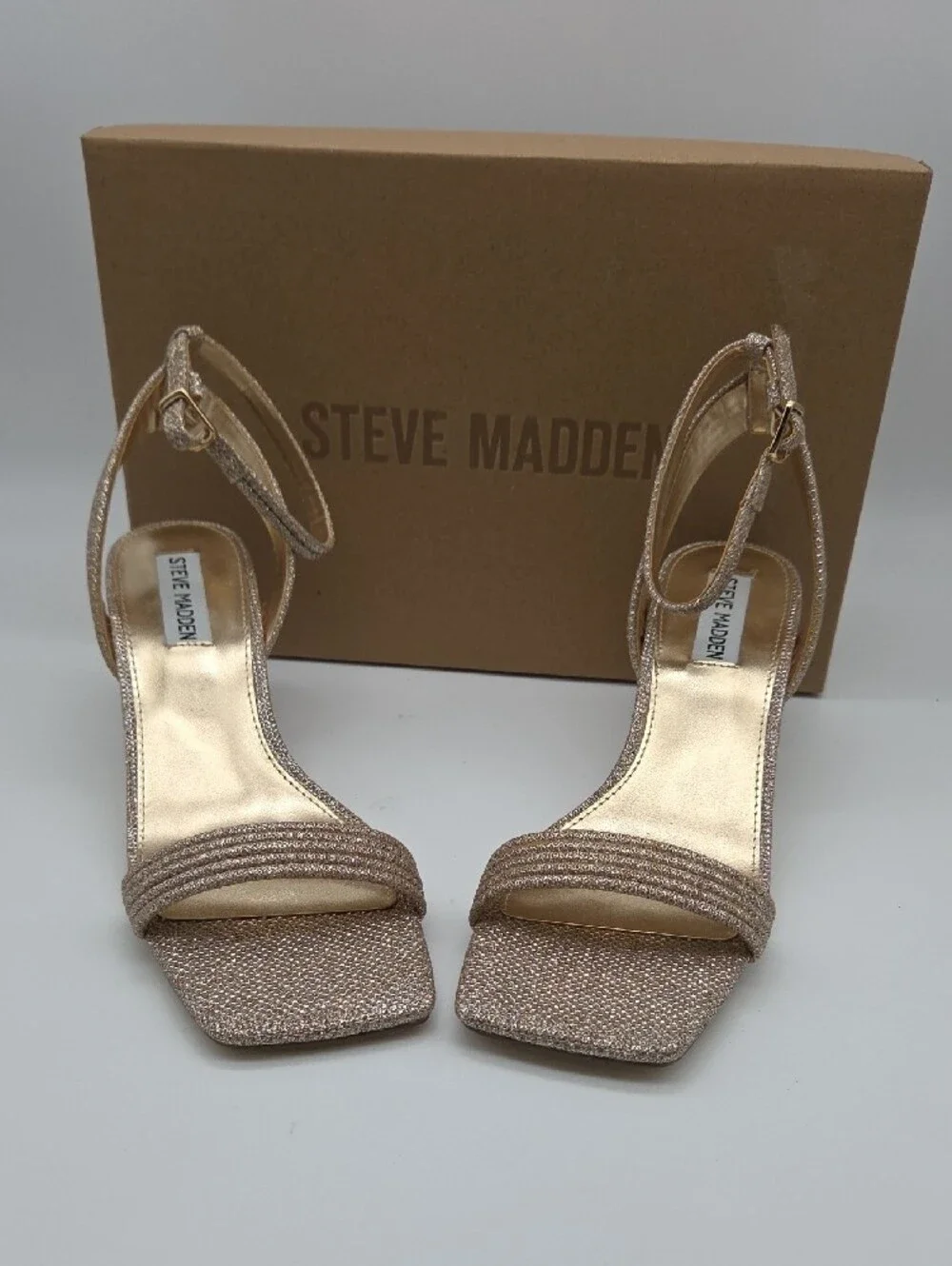 Steve Madden Rose Gold Strappy Block Heel Sandals